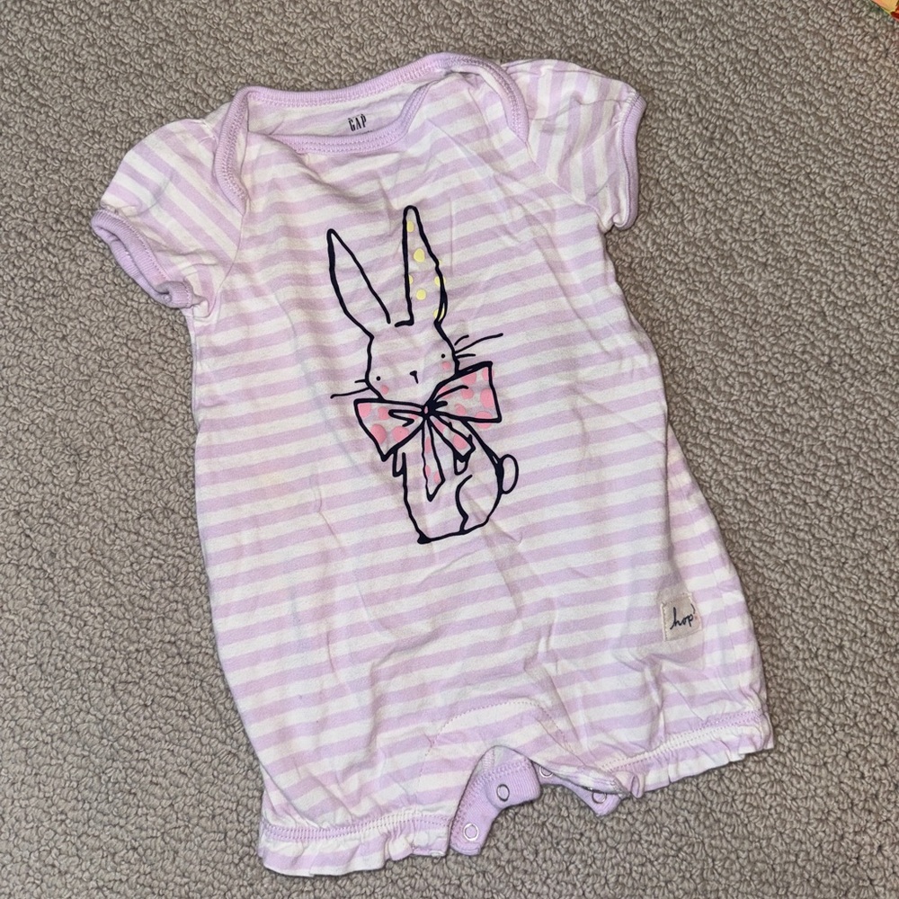 GAP Purple Striped Bunny Romper